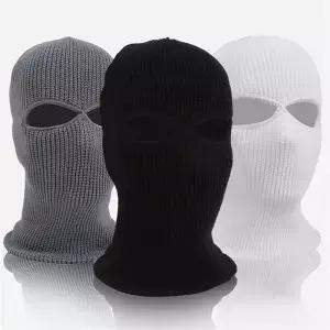 남성용 방풍 마스크 겨울용 따뜻한 풀페이스 커버 오토바이 스키 모자 2홀 편안한 니트 스카프