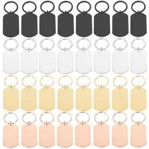 0 Pcs 빈 ID 태그 DIY 액세서리에 대 한 스테인레스 스틸 군사 이름 플레이트 키 체인 사용자 지정 로고