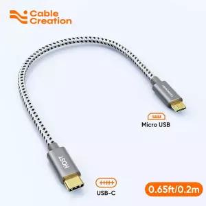 케이블크리에이션 숏 USB C-마이크로 USB 케이블 0.2M 브레이디드 USBC-마이크로USB OTG 480Mbps 코드