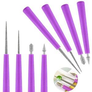 다이아몬드 팁 비드 리머 버 구멍 확대기 도구  DIY 쥬얼리 제작용 펀처  유리 파일 1/4 개