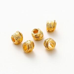 10/30/50피스 5mm x 6mm 18K 골드 도금 황동 불규칙한 구슬 패션 주얼리 만들기 용품에 대 한  스트라이프