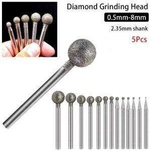 0.5mm-8mm 다이아몬드 원형 버링 샌딩 드릴 비트 그라인딩 헤드 2.35mm 샹크 정밀 조각 도구 보석
