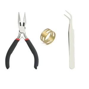 보석 도구 세트 니들 노즈 플라이어+엘보 핀셋+19mm 구리 링/가위+와이어+액세서리 DIY 제작