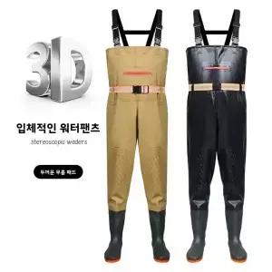 두꺼운 내마모성 낚시용 워터 팬츠 하프 바디 오버롤 방수 의류 슈즈 일체형