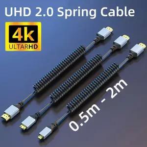 4K HD2.0 표준-Mini-HD 마이크로-HD 코일 연장 스프링 유연한 케이블 PC PS4 카메라 태블릿 HDTV 모니터 0.