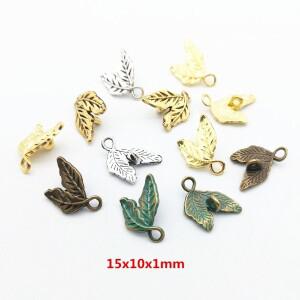 50개(잎 모양) 빈티지 아연 합금 참 금속 펜던트 DIY 쥬얼리 제작 액세서리 1009