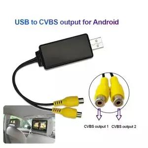 USBCVBS 비디오 출력 어댑터 RCA 인터페이스 케이블 USB 입력 2포트 자동차 라디오 액세서리 안 TV
