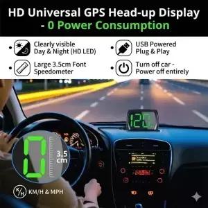 범용 자동차 GPS HUD 헤드업 디스플레이 스마트 속도계 HD LED 대형 글꼴 플러그 앤 플레이 주행 거리계