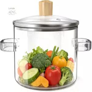 뚜껑이 있는 투명 유리 시머 냄비 1.5L/50온스 스토브 요리용 수프 우유 및 파스타용 내열 붕규산염