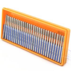 30피스 다이아몬드 그라인딩 헤드 원통형 볼 코 1.5-3.5mm 조각 비트 Bur 코팅 생크 3/32 