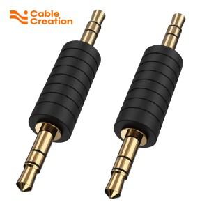 케이블크리에이션 2팩 3.5mm 1/8 스테레오 잭 - 오디오 남성-남성 어댑터 커넥터 금도금