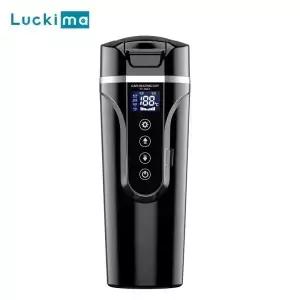 스마트 자동차 전기 주전자 휴대용 가열 컵 커피 차 우유 450ML 자동 여행 보온병 BPA 프리 LCD 디스플레이