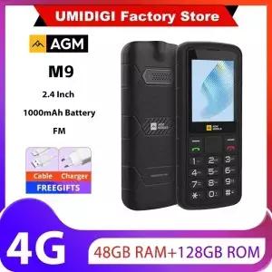 AGM M9 4G 피처폰 24인치 화면 러시아어 또는 영어 키보드 듀얼 SIM 큰 버튼 대용량 배터리 노인용 방수