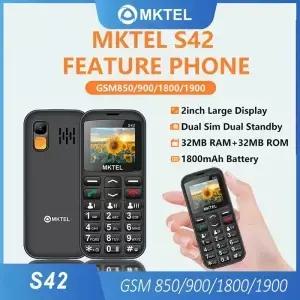 MKTEL S42 피처폰 20인치 큰 버튼 듀얼심 대기 모바일폰 노인용 장시간 800mAh 배터리 타입C