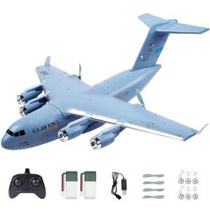 RC 비행기 2CH 준비 완료 2.4GHZ C-17 원격 제어 6축 자이로 스태빌라이저 글로브마스터 III 초보자를 위한 군용 수송기 특허 출원 VOB
