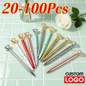 만년필세트 20 100Pcs 로고 대형 다이아몬드 금속 럭셔리 볼펜 비즈니스 사무실 판촉 선물 쓰기