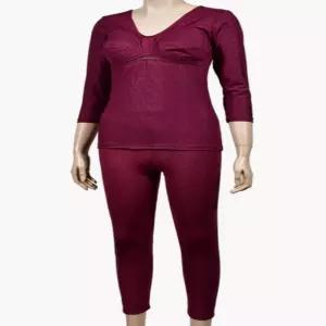 여성 꽃패턴 기모 브라내의 셋트 85상(XL)/100하(2XL) 와인 70대내복
