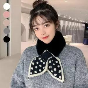 [룽스_66]땡땡이 베이직 깜찍 리본머플러 퍼목도리