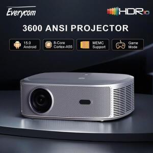 에브리컴 HQ11W 3600 ANSI 4K 풀 HD 프로젝터 안드로이드 15 3G 64G  시어터 WiFi6 스마트 TV 영화 게임 빔