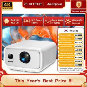 플릭스톤 D10S 4000 안시 풀HD 프로젝터 4K 와이파이 안드로이드 15 3G 128G 게임 데이터 쇼  시네마 비머