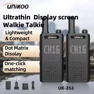 유니쿠 UK252 무전기 휴대용 초슬림 장거리 PMR/FRS 무면허 햄 양방향 C타입 충전 사냥용
