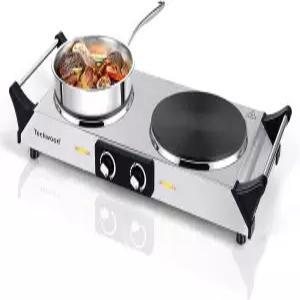 핫 플트 온도와 손잡이를 조절할 수 테크우드 800W 휴대용 전기 스토브 조리용 조리대 듀얼 버너