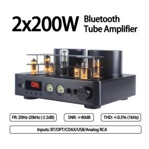2x200W 튜브 앰프 5.0 블루투스 SNR 80dB THD 0.5% 하이파이 오디오 광학 동축  시어터 DJ 무대용