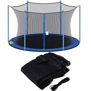 스포츠 유스 트램펄린 네트 교체, 12피트 저항성(폴란드 안전 제외) 자외선 및 13피트 날씨 가능한 통기성 15피트 프레임 14피트 스트랩, 인클로저 라운드 네트, 조절