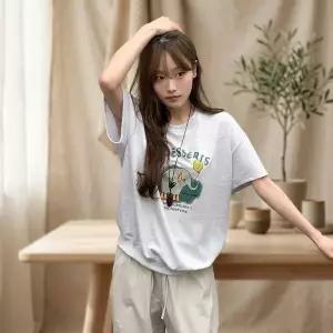 [하프클럽/]여성 데일리 루즈핏 캐릭터 레터링 반팔 맨투맨