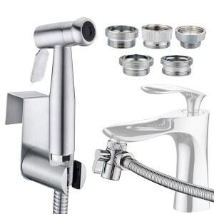 여성 위생, 기저귀 청소 및 반려동물 위한 분무기 수도꼭지 휴대용 싱크대 부착물 비데)가 호스 목욕을 5개의 어댑터(이중 포함된 기능