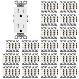 (100팩) CML 15암페어 데코 벽 콘센트, UL 15A/125V, 목록, 전기 안전 흰색 데코레이터 방지(TR), 표준 변조