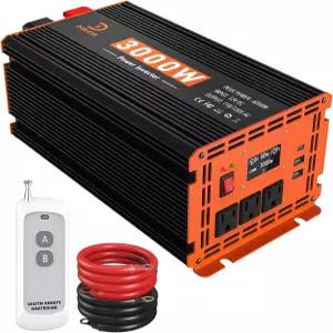 RV/트럭/보트/캠핑/오프그리드 태양광 자동차 파워 인버터 피크 전력 6000W 3개의 AC 콘센트 USB 및 타입C