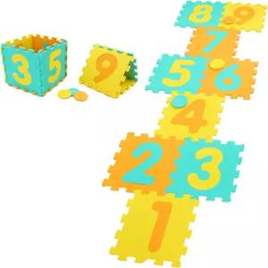 코스트존 폼 퍼즐 바닥 매트 숫자가 있는 9개의 타일 편안한 배 시간 미끄럼 방지 및 방수 연동 놀이방