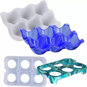 2세트 6컵 달걀 홀더 실리콘 수지 틀 트레이 랙 정리함 냉장고 주방 팬트리 3D DIY 만들기 장식 예술
