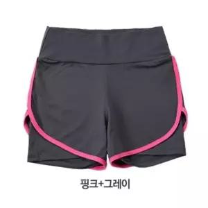 여성 요가웨어 3부 레쉬가드 반바지레깅스 핑크그레이 스포츠 레쉬가드 (W487DE6)
