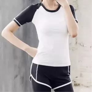 여성 헬스 스포츠 트레이닝웨어 반팔 레쉬가드 화이트 래시가드 운동 요가 (W4861DA)