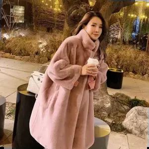 중년여성겨울코트 여자 청담동 며느리 룩 엄마 외출 페이크 퍼 코트