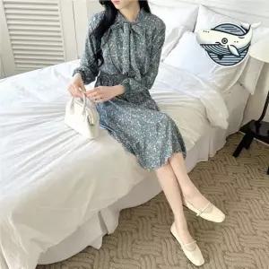 봄가을 플라워 프릴 원피스 긴팔 쉬폰 스타일 원피스 드레스 롱원피스 여성원피스
