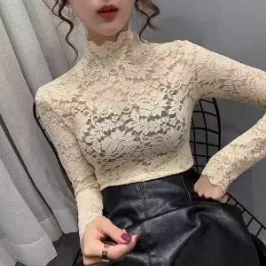 레이스 반목 레이어드 시스루 이너 블라우스1911