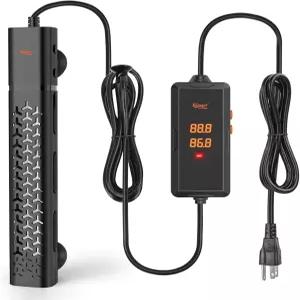 하이거 200w 수족관 히터 지능형 온도 제어 및 방류수가 포함된 잠수식 어항 20-40갤런 탱크용 난방 시스템