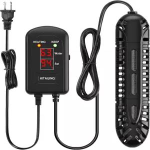 하이토잉 수족관 히터 LED 디지털 디스플레이 및 5가지 안전 보호 기능이 있는 100W 어항 흡입 컵 2개와