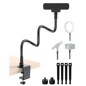 책상용 ETOUR 19인치 구스넥 웹캠 마운트 스탠드 로지텍 BRIO 4K C920 C920S C922X C925E C930E C660 NEXIGO N60 1/4인치 스레드 포함