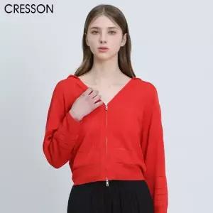 [크레송(CRESSON)] 브이넥 니트 후드 집업 (택가격:278000원)