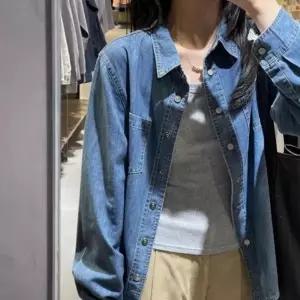루즈핏 청남방 간절기 아우터 여성 데님 자켓 셔츠