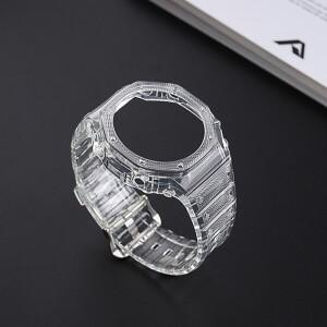 TPU/실리콘/고무 시계 밴드 세트 호환용 CASIO G-SHOCK GA2100용 부드럽고 가벼운 젤리 투명 블랙 블루 일