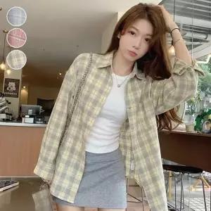 가벼운 베이직 체크 루즈 앤 심플 핏 온 디자인 셔츠