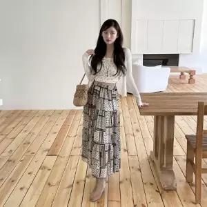 여성 빈티지 플레어 스커트 로맨틱 데일리 스타일