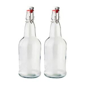 패스트랙 2팩 클리어 스윙 탑 유리병 (16온스/500ml) | 헤비 듀티 플립 탑 발효 병 | 콤부차, 맥주, 주스 및 인퓨전용 재사용 가능한 밀폐 그롤쉬 스타일 유리