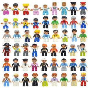 피규어 인형 빅 사이즈 빌딩 블록 가족 액션 작업자 경찰 농부 호환 대형 벽돌 Duploes Toys