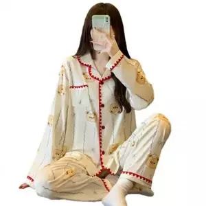 [하프클럽/]데일리면 여성 면 긴팔 파자마